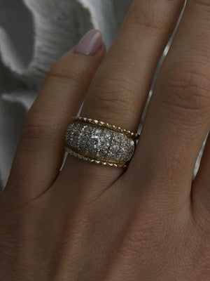 925 Sterling Silver Gold Plated White Colorless Topaz Ring Size 7.5