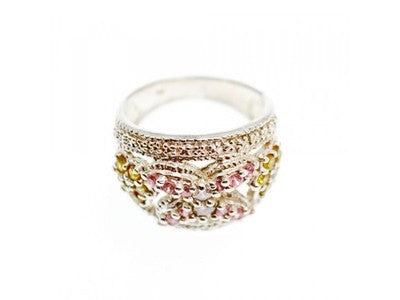 925 Sterling Silver Multicolor CZ Ring Size 8.5