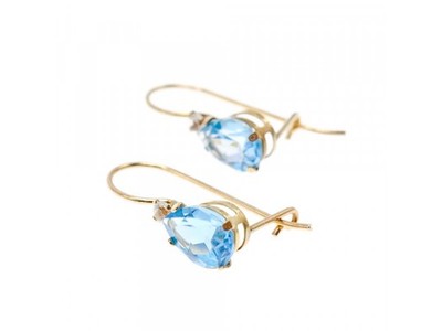 10K Yellow Gold Topaz & Diamonds Earrings