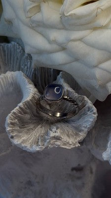 Vintage 925 Sterling Silver Blue Chalcedony Cushion Cut Ring Size 7