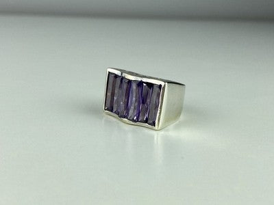925 Sterling Silver Purple Tourmaline Ring Size 6