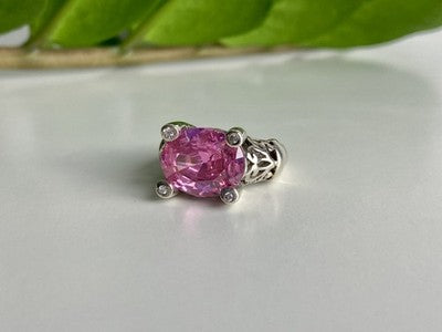 925 Sterling Silver Pink CZ Ring Size 8