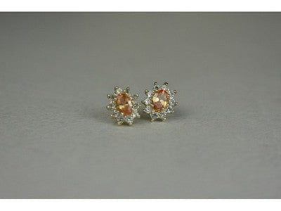 925 Sterling Silver Citrine & CZ "Spring Flowers" Earrings