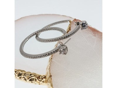 925 Sterling Silver CZ "Harmony" Hoop Earrings