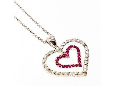 925 Sterling Silver Spinel "Hearts" Chain With Pendant