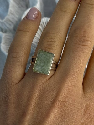 925 Sterling Silver Jade Nephrite Ring Size 6.5