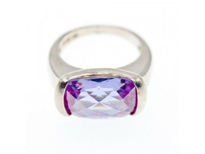 925 Sterling Silver Purple CZ Ring Size 8