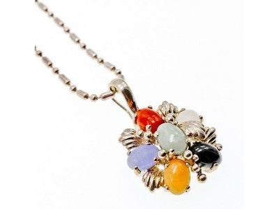 925 Sterling Silver Multi Gemstones Chain With Pendant