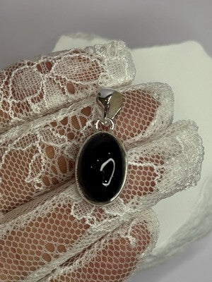 925 Sterling Silver Black Onyx Pendant Length 1.2 Inch