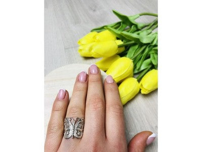 925 Sterling Silver "Openwork Butterfly" Ring Size 6.5