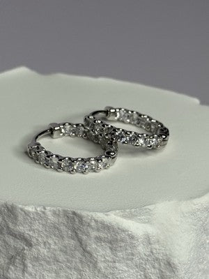 925 Sterling Silver CZ Earrings Length 0.7 Inch