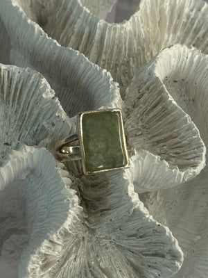 925 Sterling Silver Jade Nephrite Ring Size 6.5