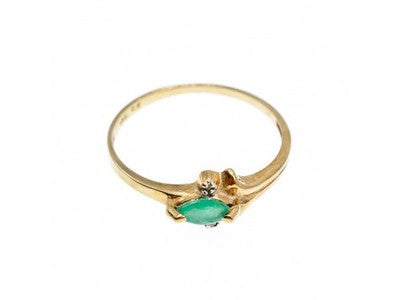 10K Yellow Gold Emerald & Diamonds Ring Size 6.75