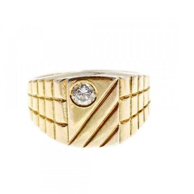 925 Sterling Silver Gold Plated CZ Men'S Ring Size 12