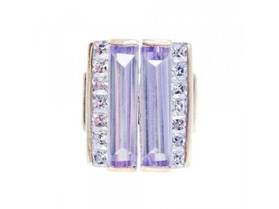 925 Sterling Silver Iolite & CZ Ring Size 7