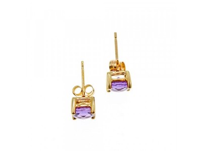 10K Yellow Gold Amethyst Earrings
