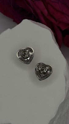 925 Sterling Silver Moissanite Heart Stud Earrings