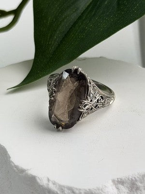 925 Sterling Silver Brown Tourmaline Ring Size 7