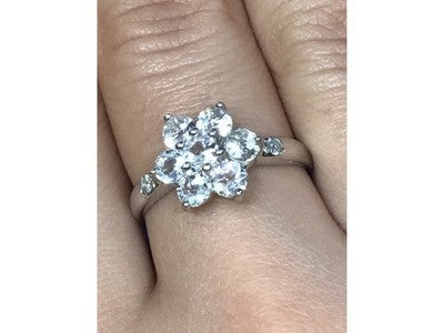 925 Sterling Silver CZ "Flower" Ring Size 8
