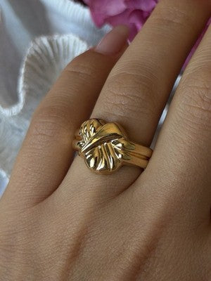 925 Sterling Silver Gold Plated Ring Size 7