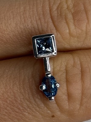 925 Sterling Silver Blue Topaz Pendant Length 0.70 Inch