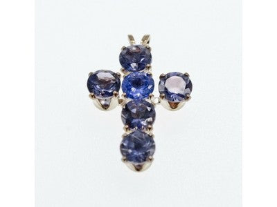925 Sterling Silver Tanzanite Cross Pendant