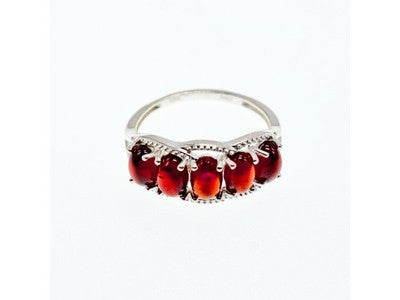 925 Sterling Silver Pyrope Garnet Ring Size 7