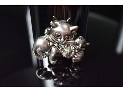 Vintage 925 Sterling Silver "Cats" Brooch