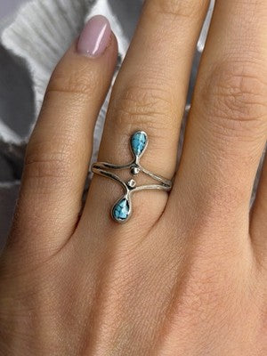 925 Sterling Silver Turquoise Ring Size 6.5