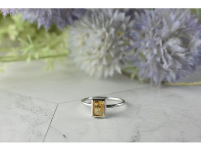 925 Sterling Silver Citrine Ring Size 7.5