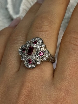 925 Sterling Silver Pink Spinel Ring Size 5