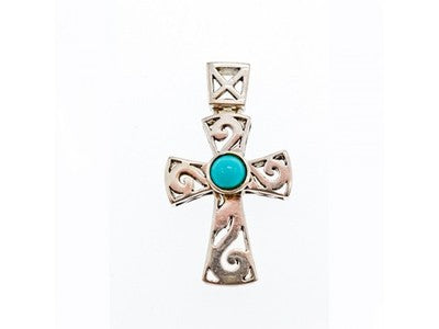 925 Sterling Silver Turquoise Cross Pendant
