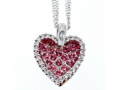 925 Sterling Silver CZ "Heart" Triple Chain With Pendant