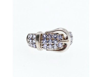 925 Sterling Silver CZ "Belt" Ring Size 6.5