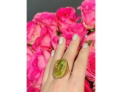 925 Sterling Silver Gold Plated Alpanite Ring Size 9.5