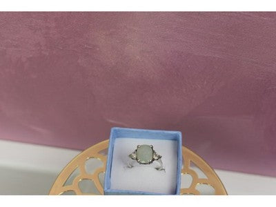 925 Sterling Silver Aventurine Ring Size 6.5