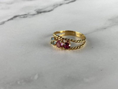 GOLD PLATED RING WITH MULTICOLOR CZ SIZE 6.5
