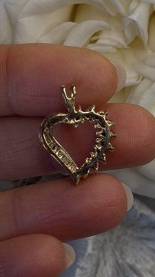 925 Sterling Silver Gold Plated Heart Blue Sapphire & Diamond Pendant