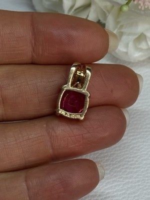 925 Sterling Silver Gold Plated Pink Spinel Pendant Length 0.70 Inch