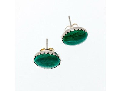 925 Sterling Silver Malachite Stud Earrings