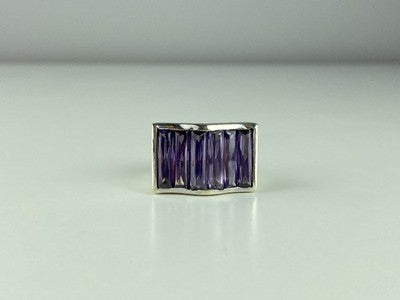 925 Sterling Silver Purple Tourmaline Ring Size 6