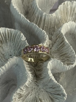 925 Sterling Silver Pink CZ Ring Size 9