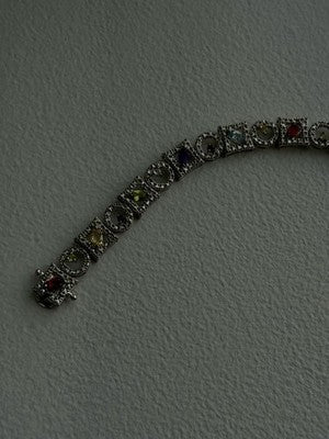 925 Sterling Silver Garnet Topaz Amethyst Peridot Citrine Bracelet 7.5