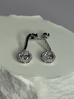 925 Sterling Silver Dream CZ Earrings Length 1.05 Inch