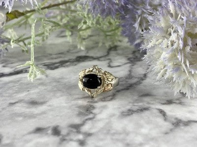 500 Silver Black Nephrite Ring Size 6.75