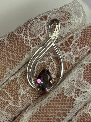 925 Sterling Silver Alexandrite Pear Pendant Length 1.5 Inch