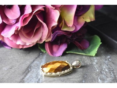 925 Sterling Silver Tiger'S EYE Pendant