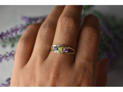 925 Sterling Silver Multicolor CZ Ring Size 9.5
