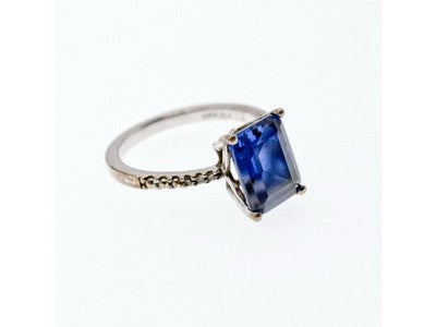 925 Sterling Silver Sapphire Ring Size 8