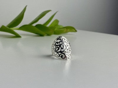 925 Sterling Silver Openwork Ring Size 7